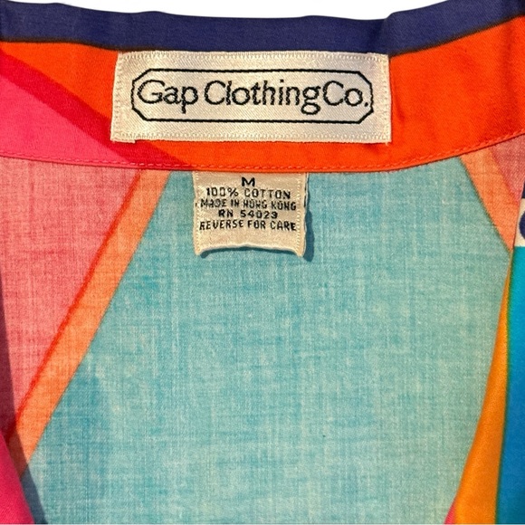 1980s Gap Clothing Co Vintage Geometric Abstract Button Down Shirt Unisex Med - Picture 5 of 8